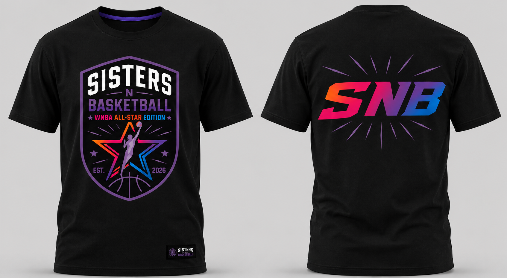 Sisters N Basketball Tee in Black — front